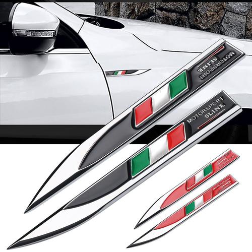 Voiture Décoration Métal Italie National Motosport Emblème Italien Drapeau Lame Côté Garde-Boue Autocollant Pour Alfa Romeo 159 147 156 Giulietta