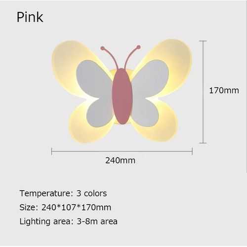 Lampe Led Murale En Acrylique Avec Papillon, Design Moderne, Luminaire Décoratif D'intérieur, Idéal Pour Une Chambre D'enfant Ou Un Bébé, 3 Couleurs, Idéal Pour Une Table De Chevet