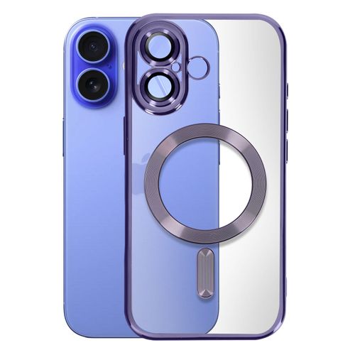 Coque Magsafe Pour Iphone 16 Plus Silicone Contour Chromé Violet