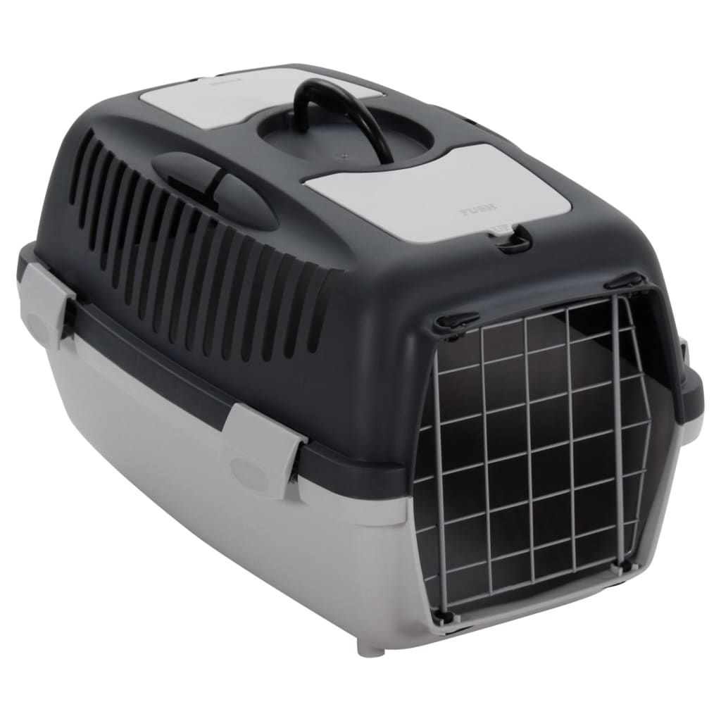 Vidaxl Cage De Transport Animaux De Compagnie Gris Noir 55x36x35 Cm Pp