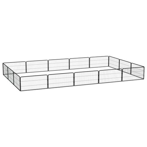 Vidaxl Parc Pour Chien 16panneaux Noir 100x50cm Acier Enduit De Poudre