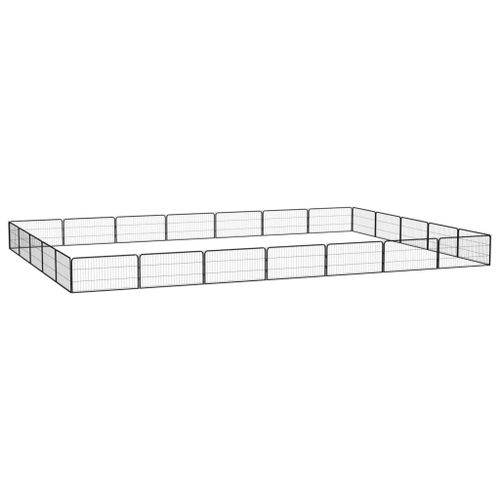 Vidaxl Parc Pour Chien 24panneaux Noir 100x50cm Acier Enduit De Poudre