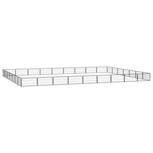 Vidaxl Parc Pour Chien 32panneaux Noir 100x50cm Acier Enduit De Poudre