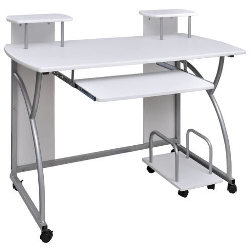 Vidaxl Bureau D'ordinateur Blanc 110x52x88,5 Cm Bois D?Ingénierie