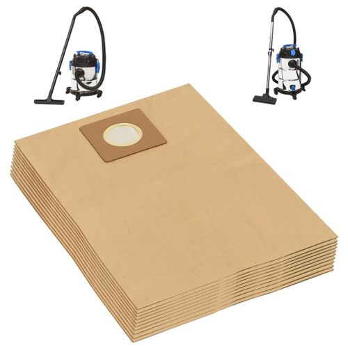 vidaXL Sacs en papier pour aspirateur sec et humide 10 pcs Marron