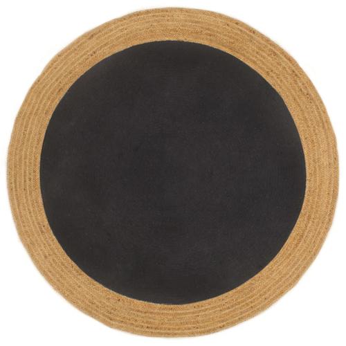 Vidaxl Tapis Tressé Noir Et Naturel 150 Cm Jute Et Coton Rond