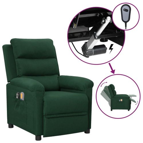 Vidaxl Fauteuil Électrique De Massage Vert Foncé Tissu