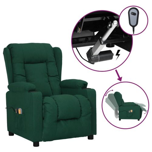 Vidaxl Fauteuil De Massage Inclinable Électrique Vert Foncé Tissu