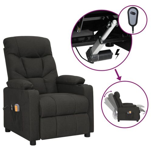 Vidaxl Fauteuil De Massage Inclinable Électrique Noir Tissu