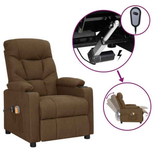 Vidaxl Fauteuil De Massage Inclinable Électrique Marron Tissu