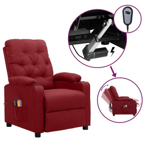 Vidaxl Fauteuil De Massage Inclinable Électrique Rouge Bordeaux Tissu