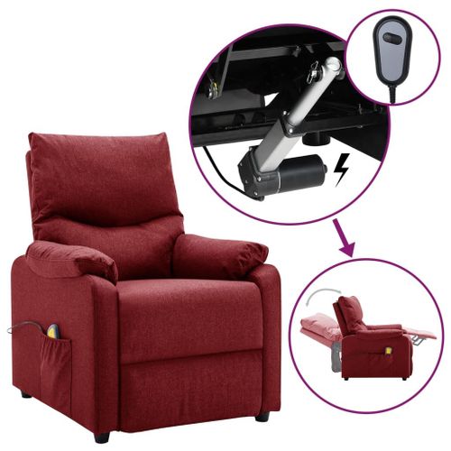 Vidaxl Fauteuil De Massage Inclinable Électrique Rouge Bordeaux Tissu