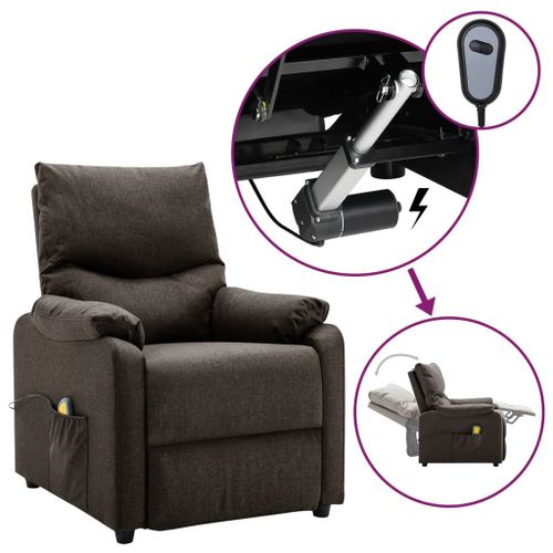 Vidaxl Fauteuil De Massage Inclinable Électrique Marron Foncé Tissu