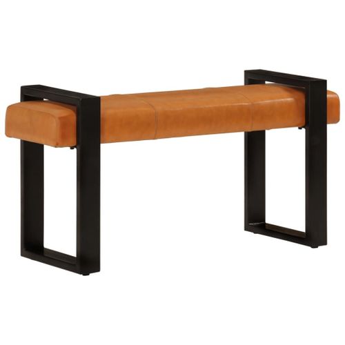 Vidaxl Banc Noir Et Marron 110 Cm Cuir De Chèvre Véritable