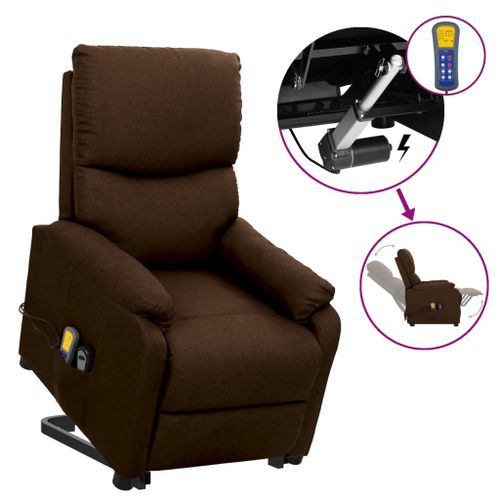 Vidaxl Fauteuil Releveur Inclinable De Massage Marron Foncé Tissu