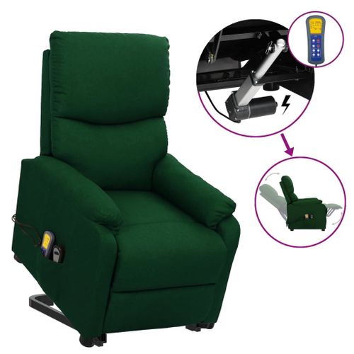 Vidaxl Fauteuil Releveur Inclinable De Massage Vert Foncé Tissu