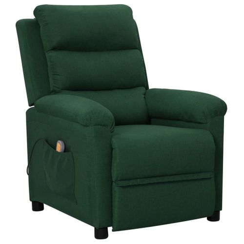 Vidaxl Fauteuil De Massage Inclinable Vert Foncé Tissu
