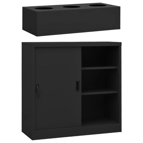 Vidaxl Armoire ¿¿ Portes Coulissantes Avec Jardini¿¿Re Anthracite Acier