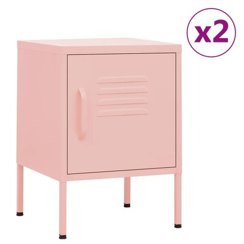 Vidaxl Tables De Chevet 2 Pcs Rose 35x35x51 Cm Acier