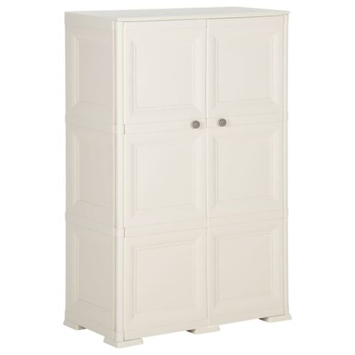 Vidaxl Armoire En Plastique 79x43x125 Cm Design De Bois Crème