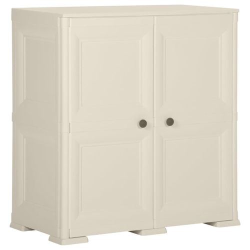 Vidaxl Armoire En Plastique 79x43x85,5 Cm Design De Bois Crème