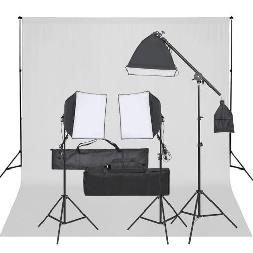 Kit de studio photo avec éclairage et toile de fond