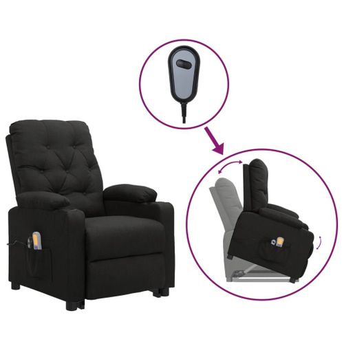 Vidaxl Fauteuil Inclinable De Massage Électrique Noir Tissu