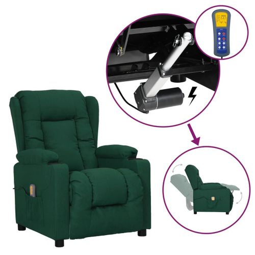 Vidaxl Fauteuil Releveur Inclinable De Massage Vert Foncé Tissu