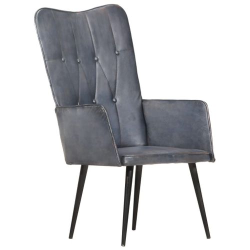Vidaxl Chaise À Oreilles Gris Cuir Véritable