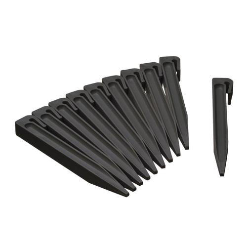 Lot de 10 Ancres pour bordure de jardin polyéthylène recyclé Noir - H 19,5 x 1,9 x 1,8 cm