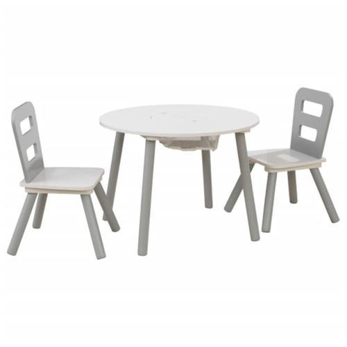 Kidkraft Ensemble Table De Rangement Ronde + Chaise - Blanc Et Gris