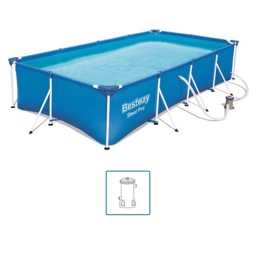 Bestway - Steel Pro - Piscine tubulaire avec pompe de filtration - 400x211x81 cm - Rectangulaire