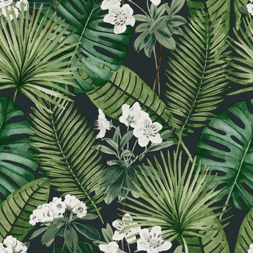 DUTCH WALLCOVERINGS Papier peint Eden Noir et vert foncé