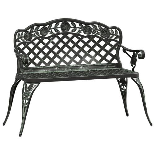 Banc De Jardin Meuble De Patio D'extérieur Terrasse 108 Cm Aluminium Coulé Vert Helloshop26 02_0011155