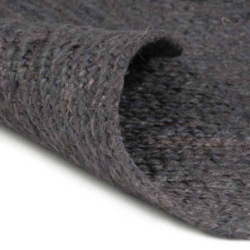 Vidaxl Tapis Fait À La Main Jute Rond 210 Cm Gris Foncé