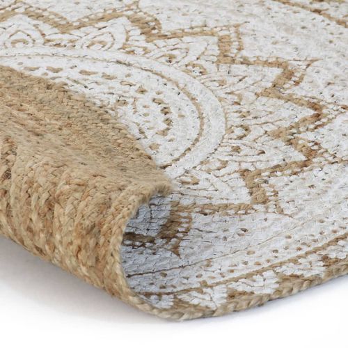 Vidaxl Tapis De Sol Jute Tressée Imprimée 180 Cm Rond