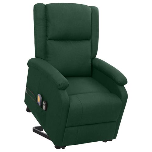 Vidaxl Fauteuil Releveur Inclinable De Massage Vert Foncé Tissu