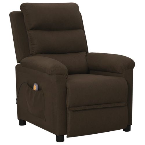 Vidaxl Fauteuil De Massage Inclinable Marron Foncé Tissu