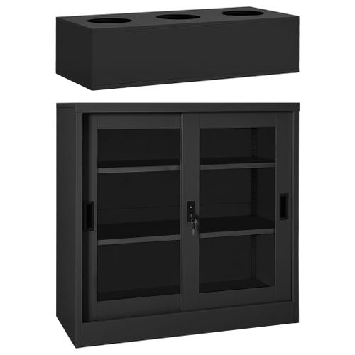 Vidaxl Armoire À Portes Coulissantes Avec Jardinière Anthracite Acier