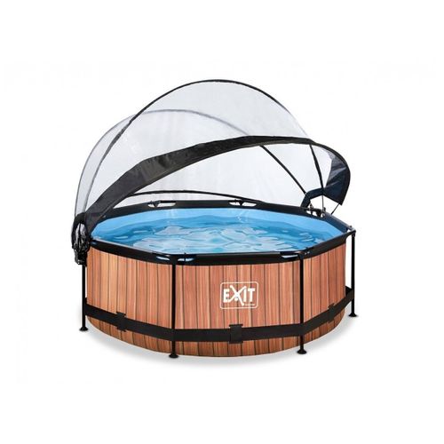 Piscine tubulaire Wood ronde 2,44 x 0,76 m avec dôme - Exit Toys