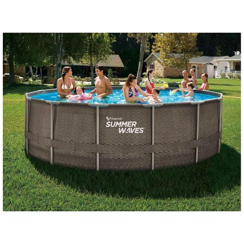 Piscine tubulaire ronde Active Frame Pool effet Rotin 4,88 x 1,22 m - Summer Waves