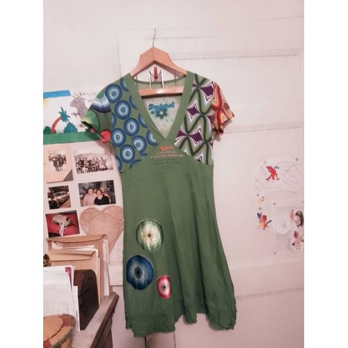 Robe Verte Motifs Colorés 40 L Desigual.