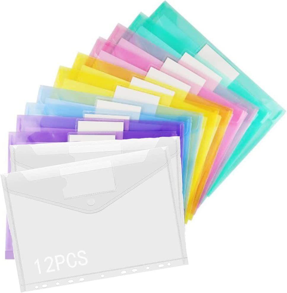 10PCS Pochette Document,Document Dossier Pochette PVC Zip,A4 Pochette  Dossier Sachets Pour Stockage Document Recettes