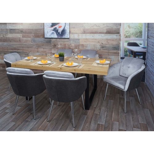 Lot De 6 Chaises De Salle À Manger Hwc-G48, Chaise De Cuisine Rembourrée, Similicuir Velours Avec Accoudoirs   Gris