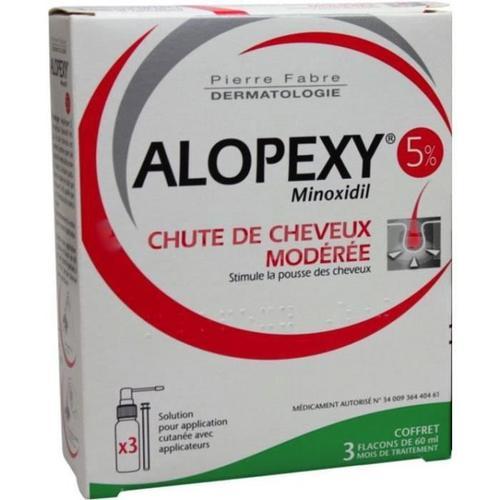 Pierre Fabre Alopexy 5% Minoxidil Chute De Cheveux Modérée - 3 Flacons De 60 Ml 