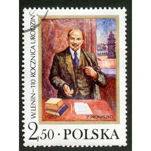 Timbre Oblitéré Polska, W.Lenin 110 Rocznica Urodzin, 1980, Z.Pronaszko, 2.50