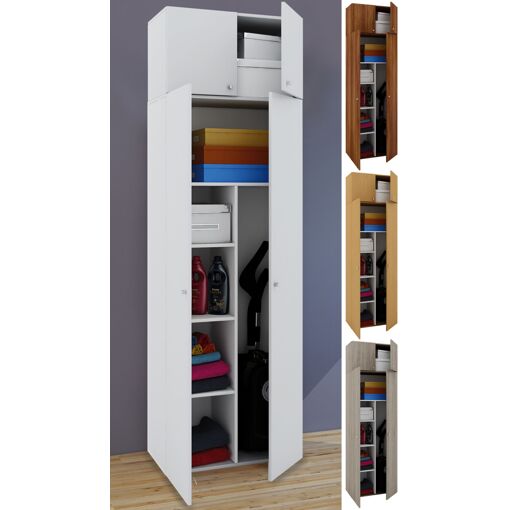 VCM Armoire à balais en bois Aspirateur Armoire de nettoyage Armoir...
