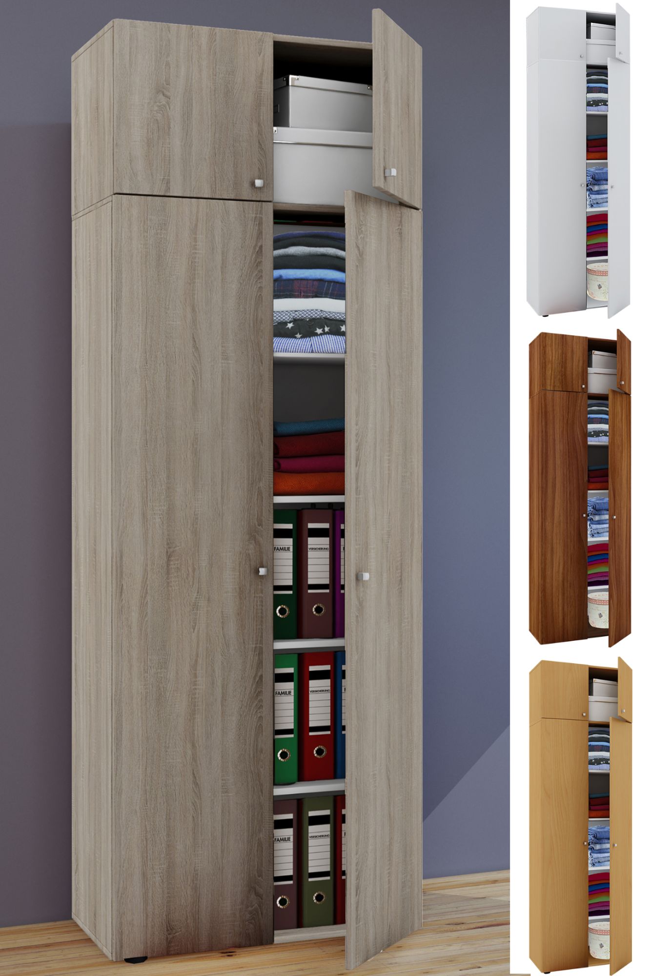 VCM Armoire en bois Armoire pour enfants Armoire Vandol Portes batt...