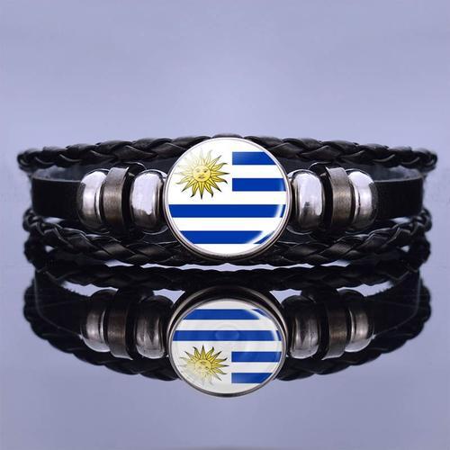 Uruguay - Bracelet En Cuir Pour Hommes Et Femmes, Verre De Football, Boucle En Métal, Bijoux Punk, Drapeau, France, Russie, Royaume Uni, Punk
