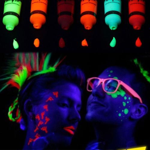 6 Tubes De Peinture Fluorescente Pour Le Visage Et Le Corps, Accessoire De Maquillage, Couleur Fluo, Lavable, Lumière Uv, D5qa